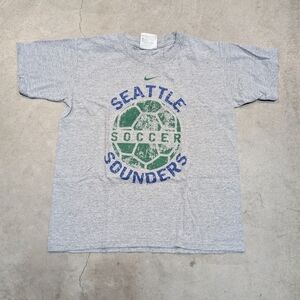 VTG Nike Team Seattle Sounders Shirt Kids S Gray Short Sleeve